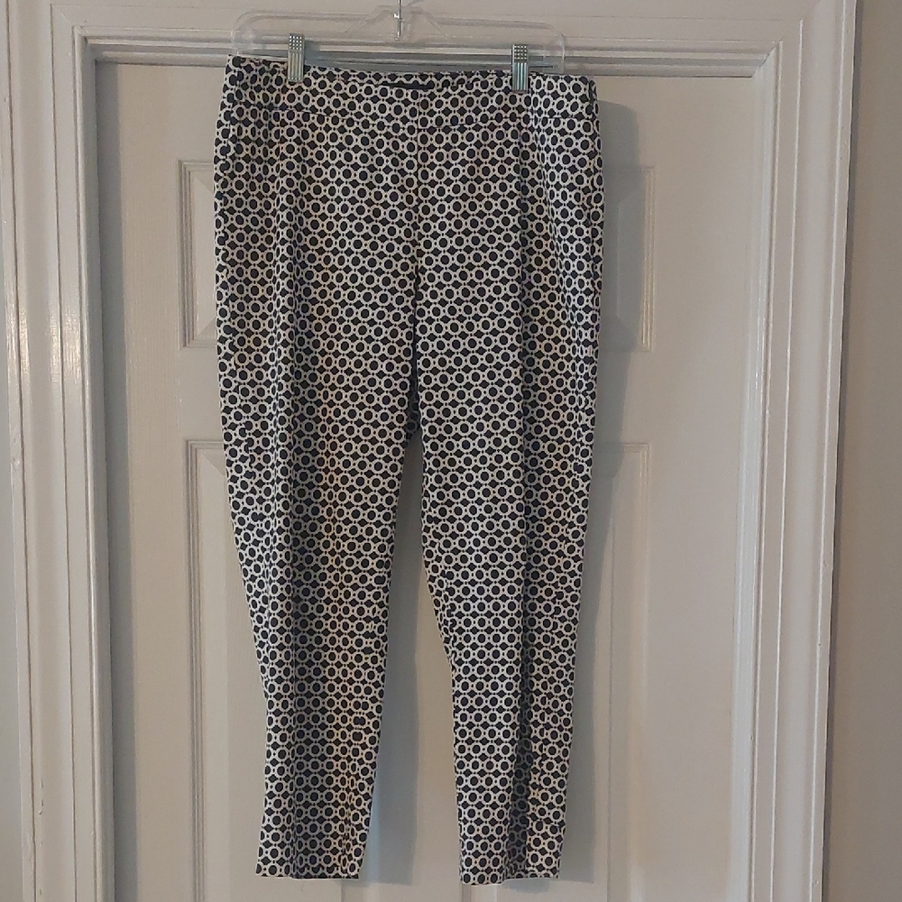 Talbots Navy and White Circle Pattern Pants